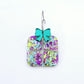 Chunky peacock glitter purple green Christmas present ribbon bow DIY earring supplies laser cut acrylic dangles blanks