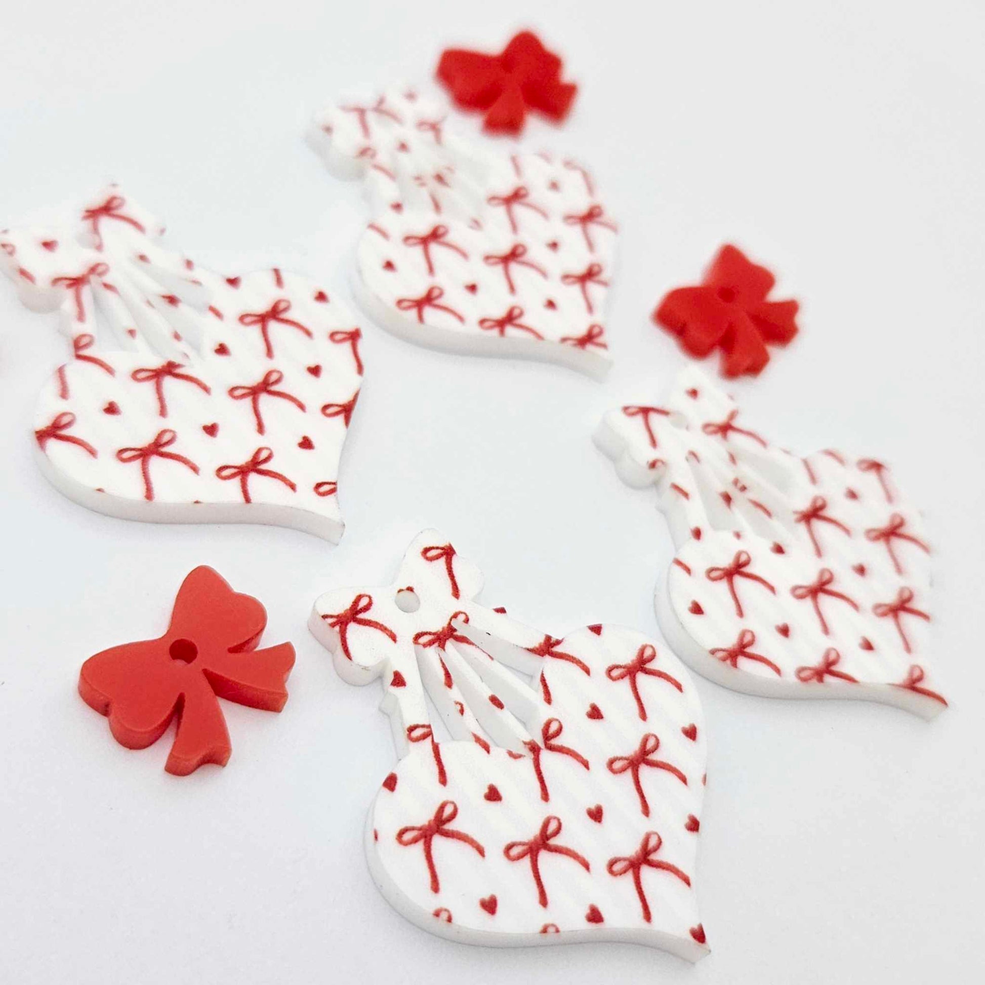 35mm cotton candy bows UV printed hearts DIY earring supplies laser cut acrylic dangles blanks Valentine's Day
