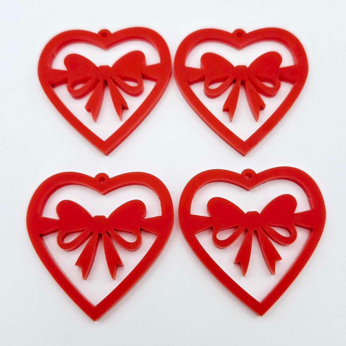 35mm red heart bows DIY earring supplies laser cut acrylic dangles blanks Valentine's Day