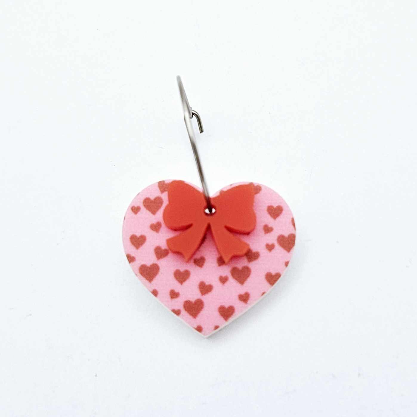 25mm pink and red hearts UV printed hearts bows DIY earring supplies laser cut acrylic dangles blanks Valentine's Day