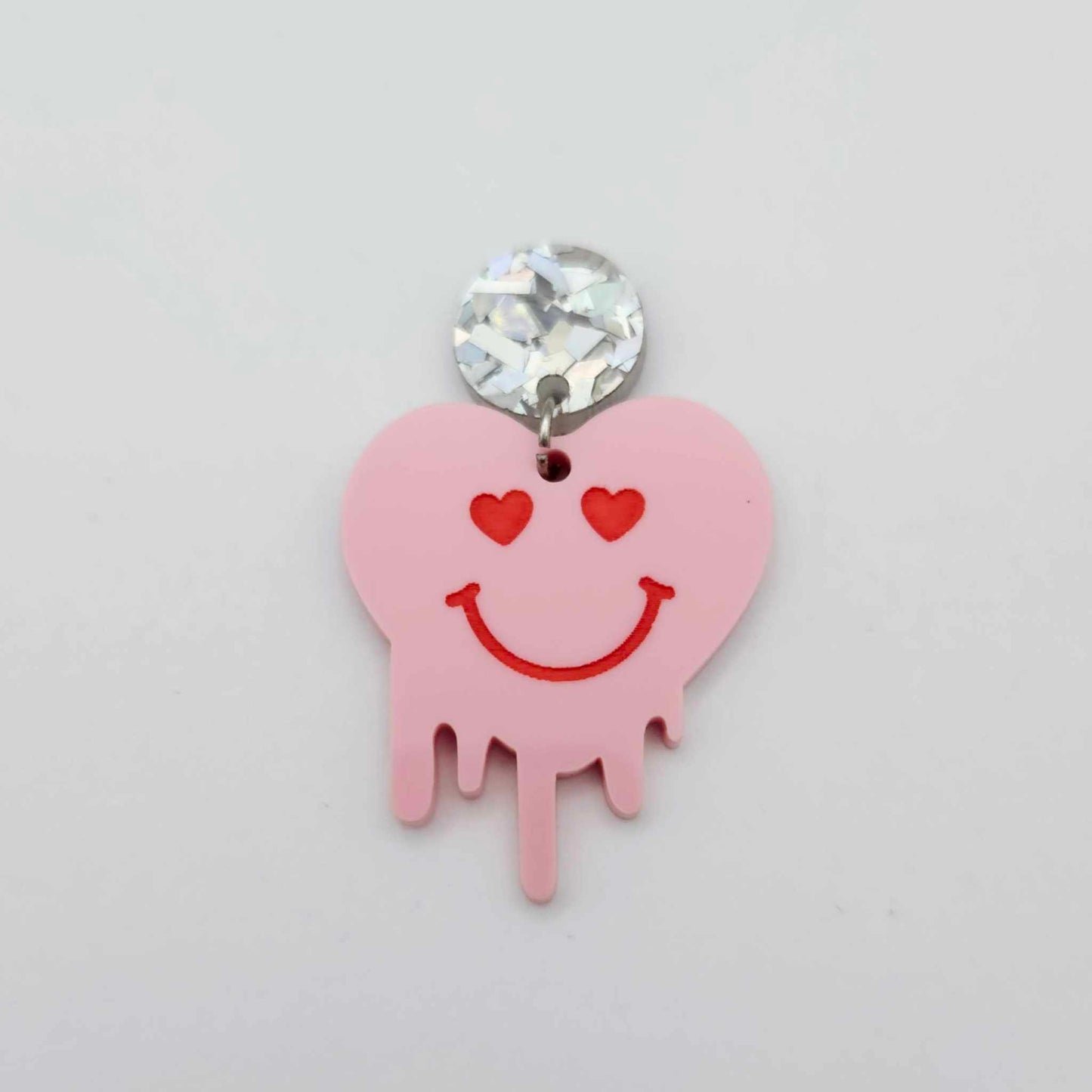 35mm pastel pink acrylic melting hearts DIY earring supplies blanks laser cut engraved paint fill Valentine's Day