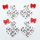 35mm black and red hearts UV printed hearts bows ribbon DIY earring supplies laser cut acrylic dangles blanks Valentine's Day