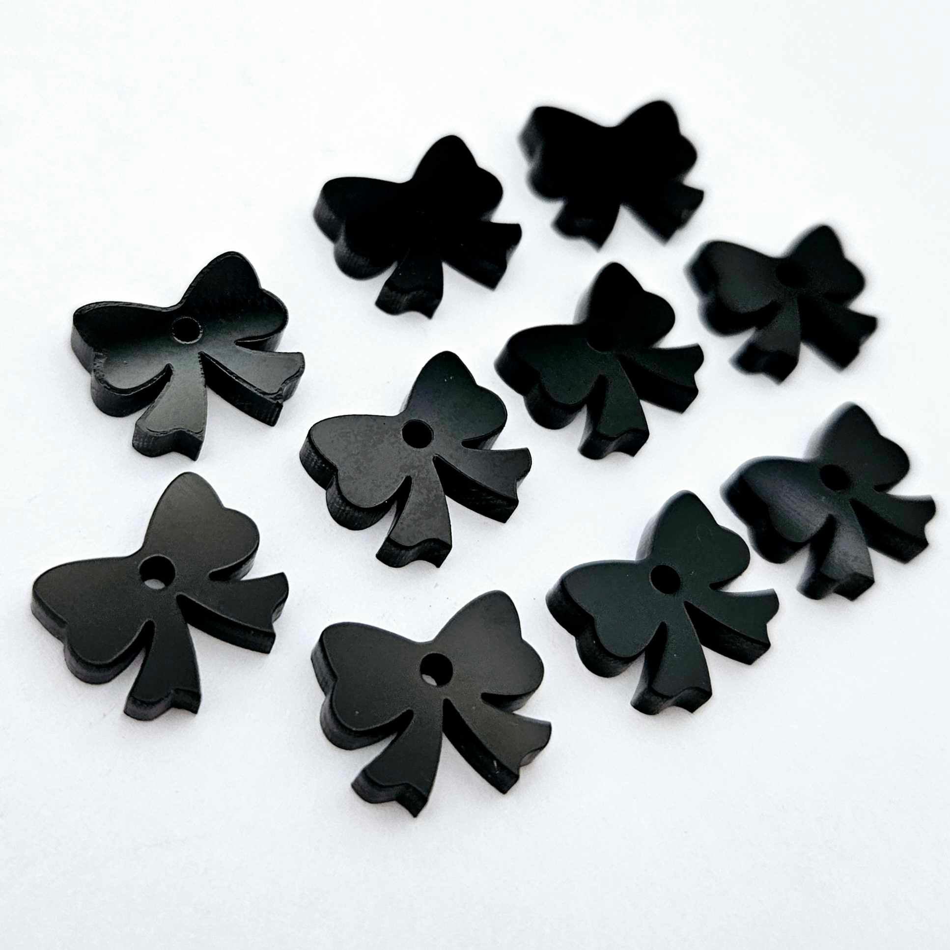 13mm glossy black bows ribbon Christmas Valentine's Day DIY earring supplies laser cut acrylic dangles blanks accompaniments