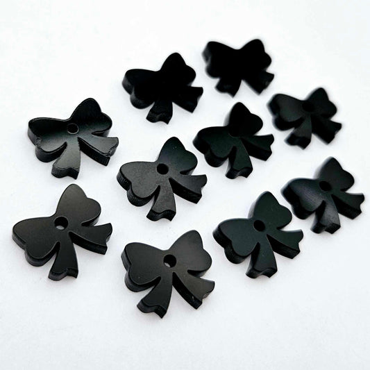 13mm glossy black bows ribbon Christmas Valentine's Day DIY earring supplies laser cut acrylic dangles blanks accompaniments