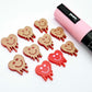 18mm solid red acrylic melting hearts DIY earring supplies studs blanks laser cut engraved paint fill Valentine's Day