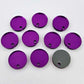 14mm purple mirror acrylic earring topper showing reflective finish and grey backing
