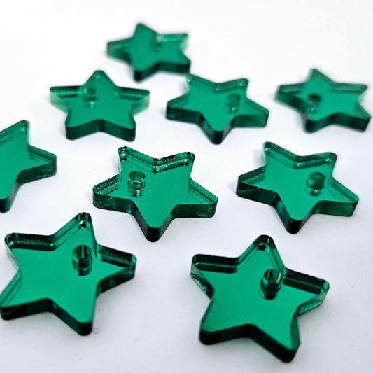 16mm GREEN MIRROR Acrylic STAR Toppers/Studs