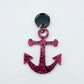 14mm gun metal grey mirror earring toppers paired with hot pink glitter anchor dangles