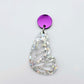 purple mirror earring toppers paired with silver glitter butterfly wing dangles