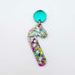 green mirror earring toppers paired with Christmas candy cane dangles for festive earrings