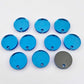 14mm blue mirror acrylic earring topper showing reflective finish and grey backing
