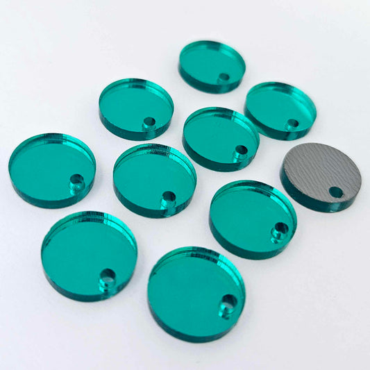 14mm green mirror acrylic topper showing reflective finish and grey backing