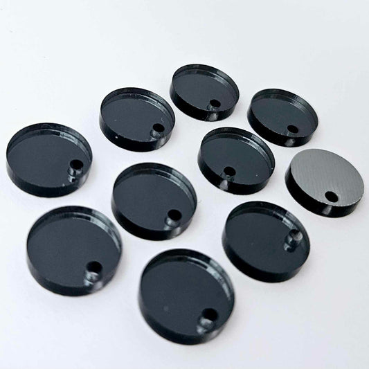 14mm gun metal grey mirror acrylic earring topper showing reflective finish and grey backing