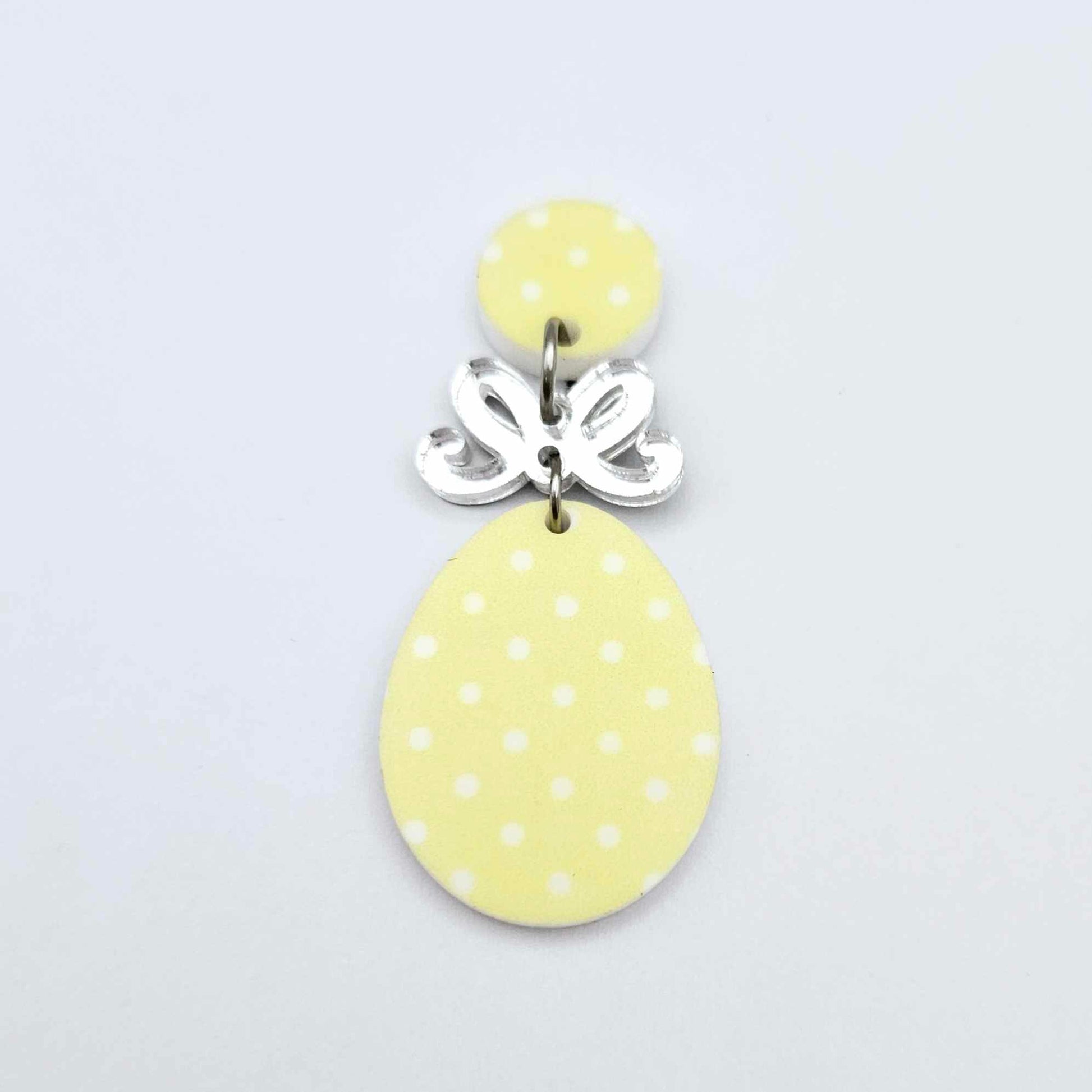 30mm pastel pink purple blue green yellow polka dot UV printed acrylic Easter Eggs mixed pack DIY earring blanks