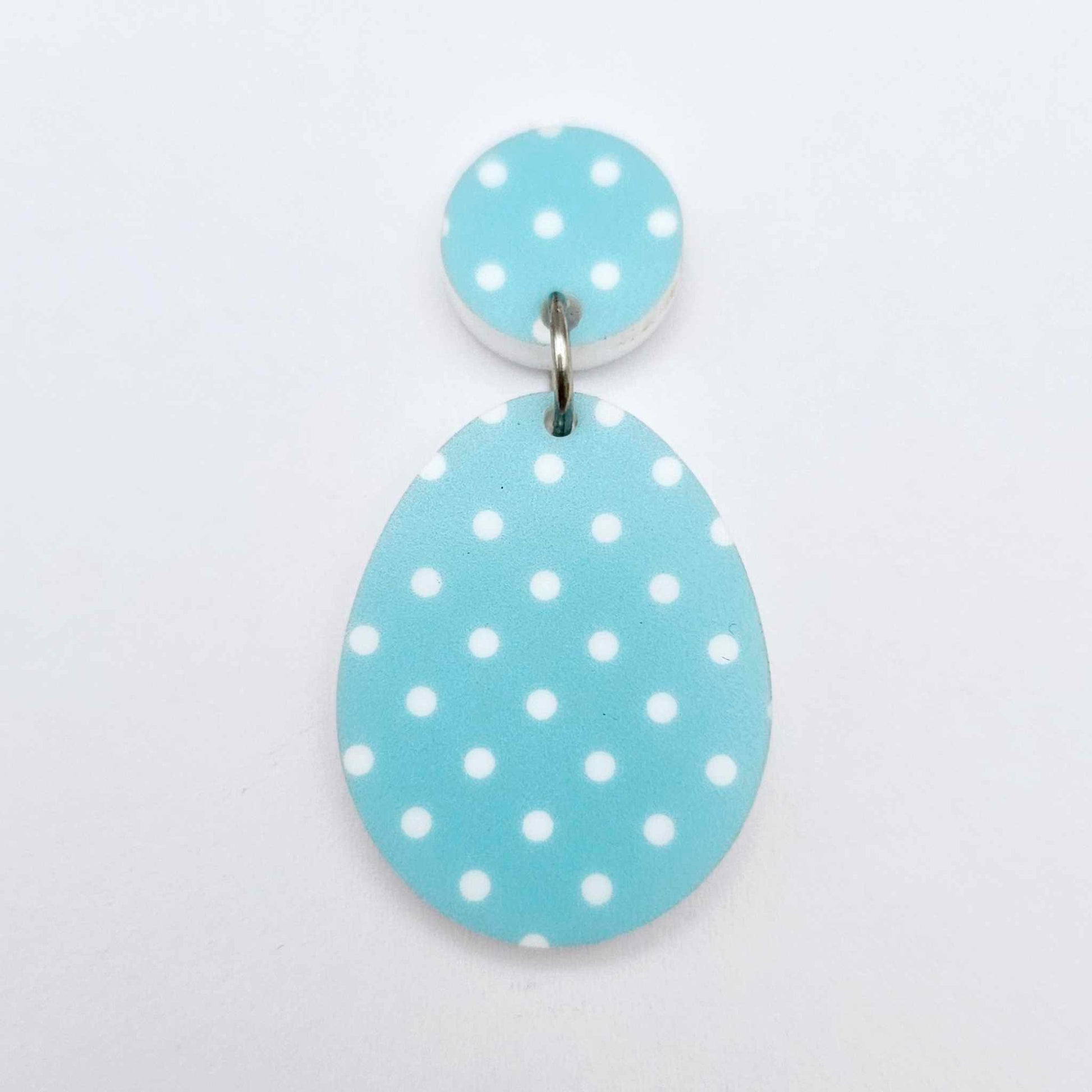 30mm pastel pink purple blue green yellow polka dot UV printed acrylic Easter Eggs mixed pack DIY earring blanks