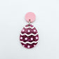 30mm hot pink glitter acrylic Easter egg dangle blanks with engraved pattern and paint fill