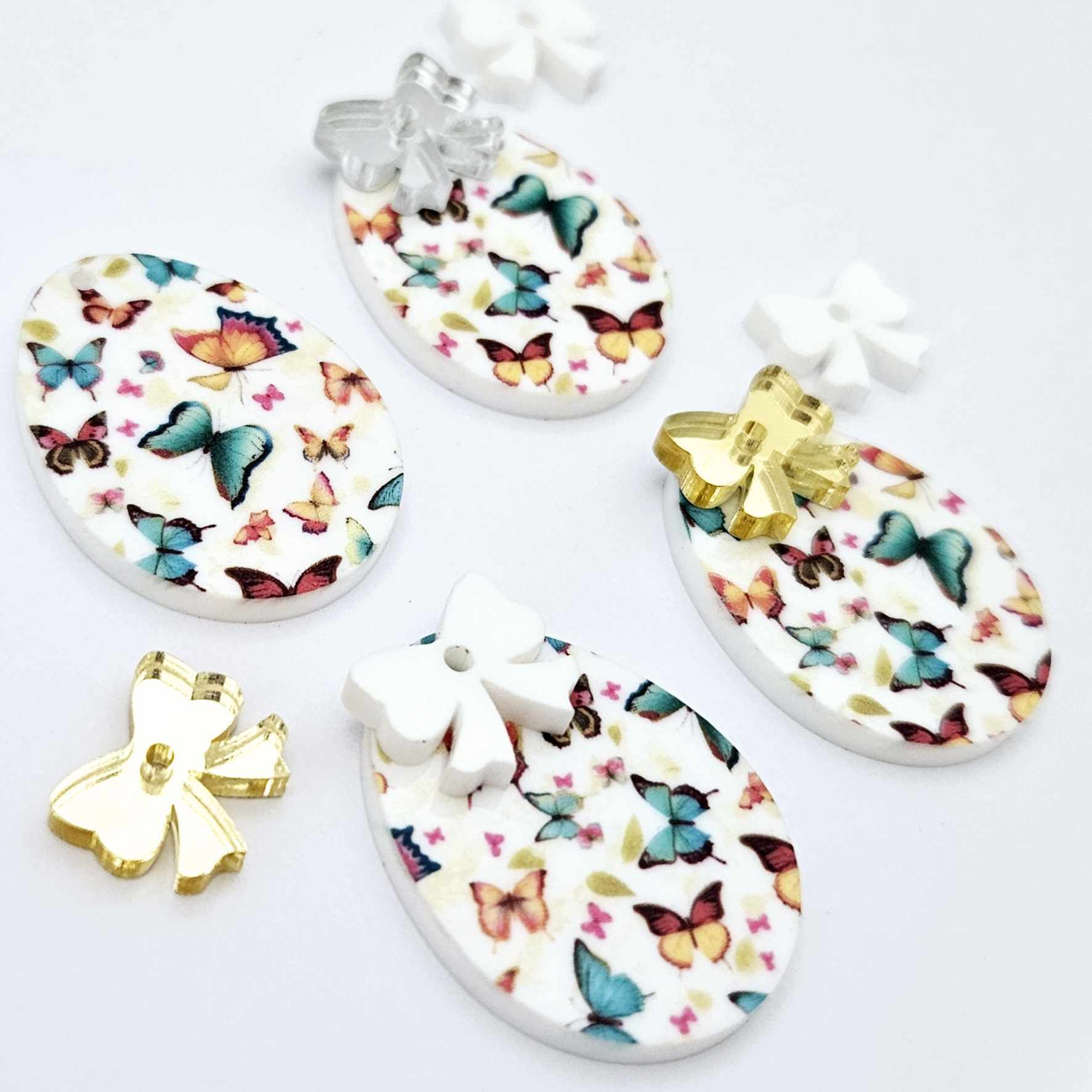 30mm butterfly UV printed acrylic Easter Eggs DIY earring blanks
