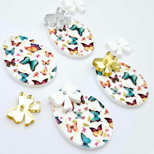 30mm butterfly UV printed acrylic Easter Eggs DIY earring blanks
