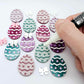 30mm teal hot pink purple glitter acrylic Easter egg dangle blanks with engraved pattern and paint fill mixed pack