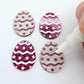 30mm hot pink glitter acrylic Easter egg dangle blanks with engraved pattern and paint fill