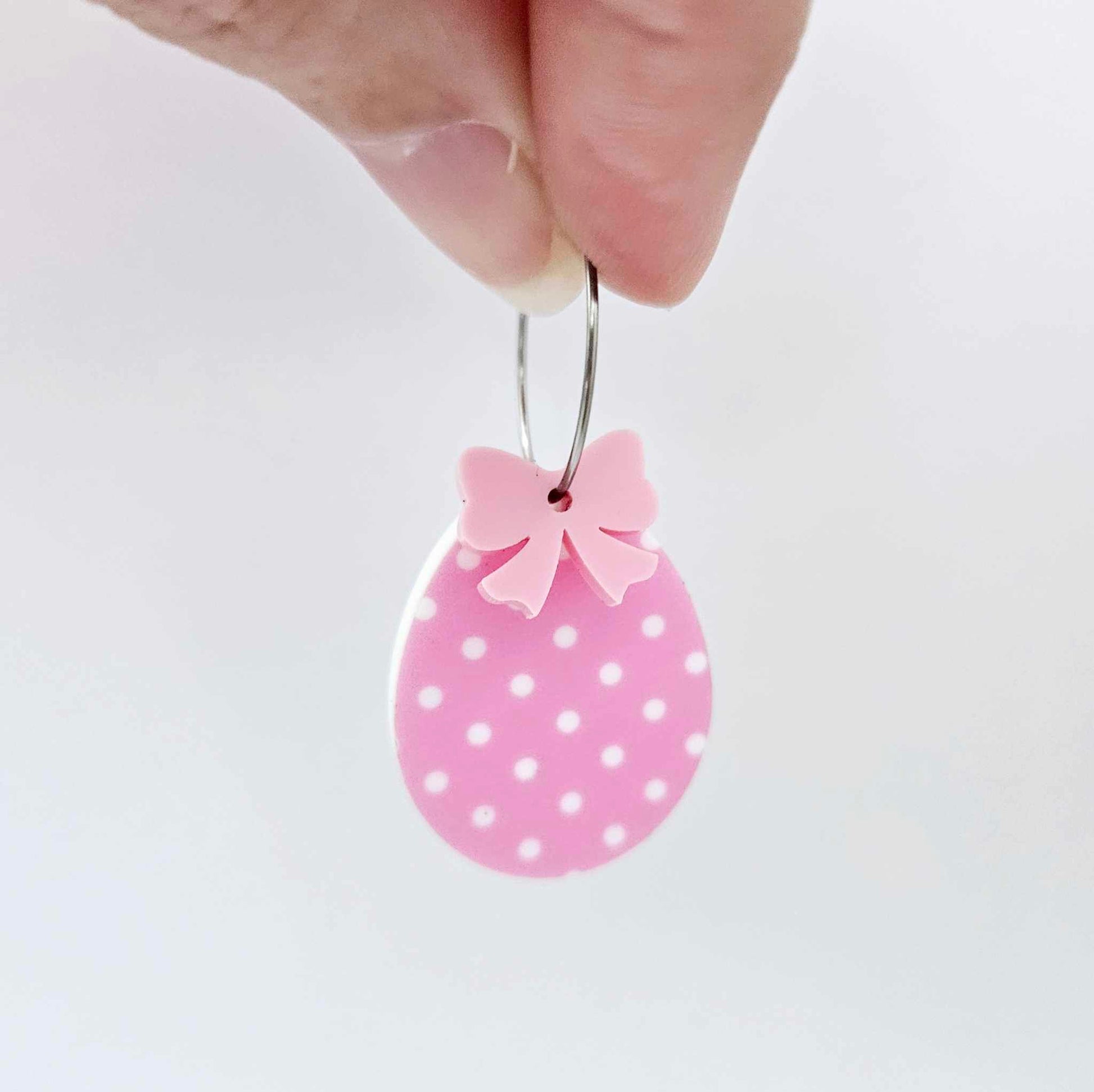 30mm pastel pink purple blue green yellow polka dot UV printed acrylic Easter Eggs mixed pack DIY earring blanks