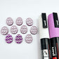 16mm purple glitter acrylic Easter egg stud blanks with engraved pattern and paint fill