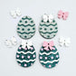 30mm teal glitter acrylic Easter egg dangle blanks with engraved pattern and paint fill