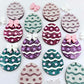 30mm teal hot pink purple glitter acrylic Easter egg dangle blanks with engraved pattern and paint fill mixed pack