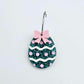 30mm teal glitter acrylic Easter egg dangle blanks with engraved pattern and paint fill