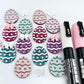 30mm teal hot pink purple glitter acrylic Easter egg dangle blanks with engraved pattern and paint fill mixed pack