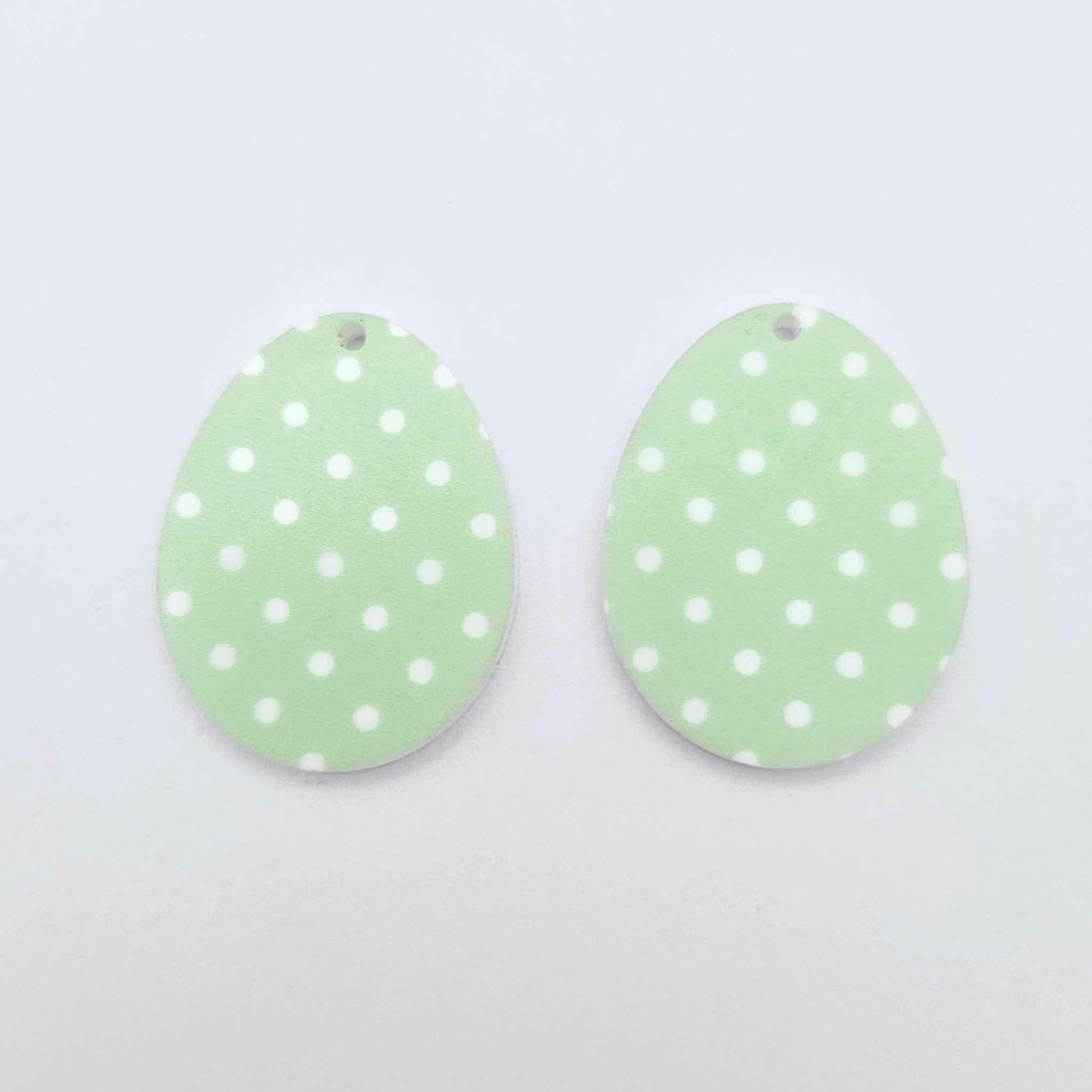 30mm pastel green polka dot UV printed acrylic Easter Egg DIY earring blanks