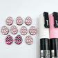 16mm hot pink glitter acrylic Easter egg stud blanks with engraved pattern and paint fill