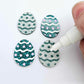 30mm teal glitter acrylic Easter egg dangle blanks with engraved pattern and paint fill