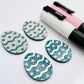 30mm teal glitter acrylic Easter egg dangle blanks with engraved pattern and paint fill
