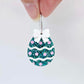 30mm teal glitter acrylic Easter egg dangle blanks with engraved pattern and paint fill