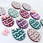 30mm teal hot pink purple glitter acrylic Easter egg dangle blanks with engraved pattern and paint fill mixed pack