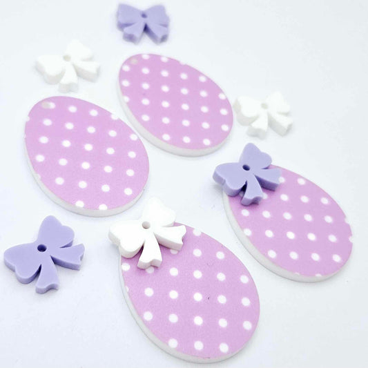 30mm pastel purple polka dot UV printed acrylic Easter Egg DIY earring blanks