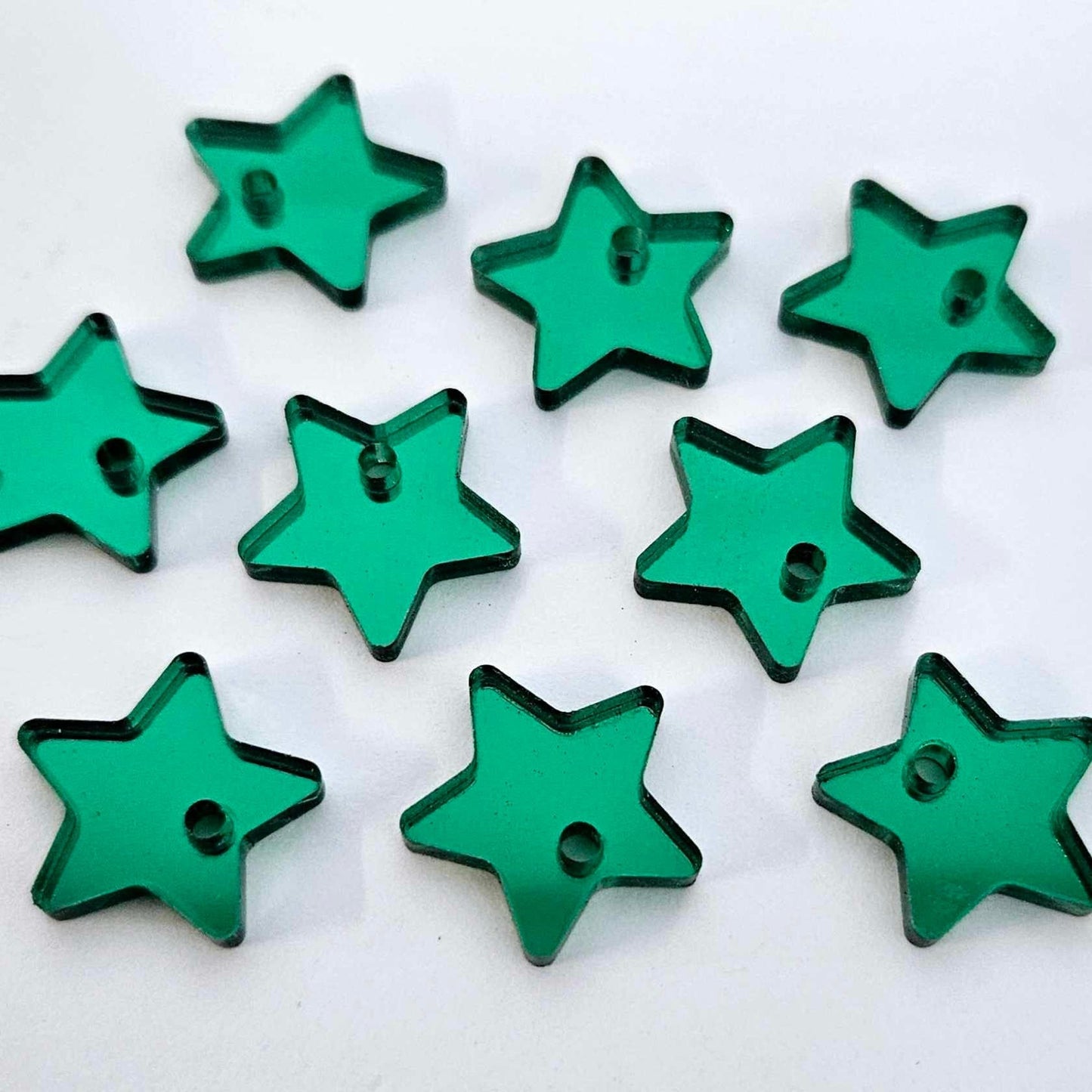 16mm GREEN MIRROR Acrylic STAR Toppers/Studs