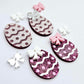 30mm hot pink glitter acrylic Easter egg dangle blanks with engraved pattern and paint fill