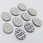 16mm teal glitter acrylic Easter egg stud blanks with engraved pattern and paint fill