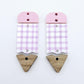 pastel gingham uv printed pink oak wood teacher pencil DIY earring supplies laser cut acrylic dangles blanks