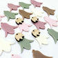 28mm acrylic nodding mixed pack flower dangle blanks shown on their own and with oak wood leaf cap pieces