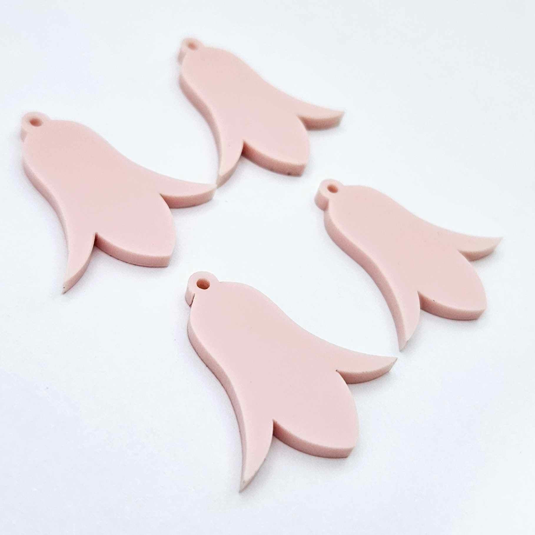 28mm dusty pale pink nodding flower dangle blanks shown on their own 