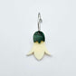 Cream acrylic nodding flower dangle blanks assembled on 20mm hoops with leaf cap detail for a layered botanical flower look