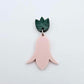 12mm green mineral acrylic tulip shape earring blanks toppers shown with one of our dusty pale pink nodding flower acrylic earring blanks