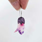 Jacaranda petal acrylic nodding flower dangle blanks assembled on 20mm hoops with leaf cap detail for a layered botanical flower look