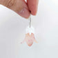 Frangipani petal acrylic nodding flower dangle blanks assembled on 20mm hoops with leaf cap detail for a layered botanical flower look
