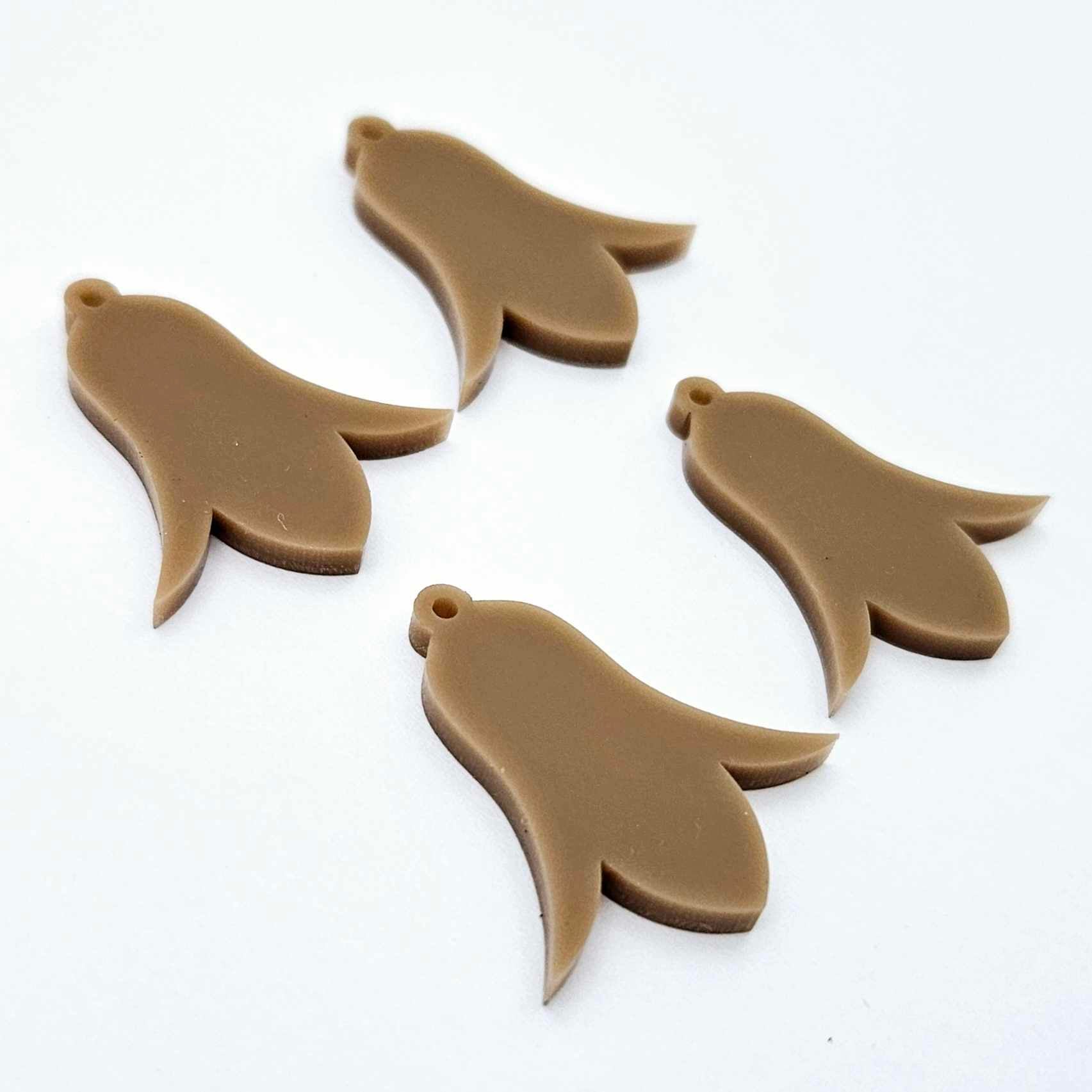 28mm iced coffee brown acrylic nodding flower dangle blanks shown on their own