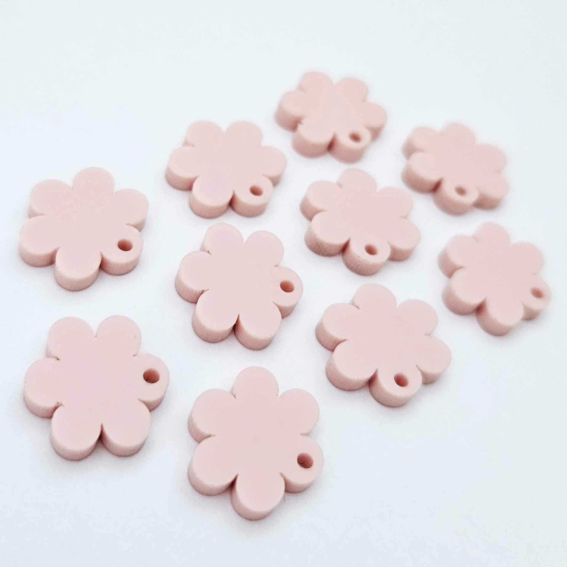 14mm strawberry milkshake pink acrylic flower shape earring blanks toppers shown on their own