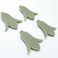 28mm olive green acrylic nodding flower dangle blanks shown on their own